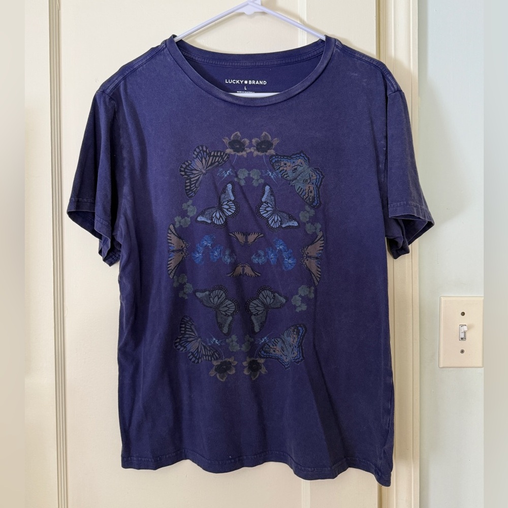 Lucky Brand Women's Indigo Butterfly Tee